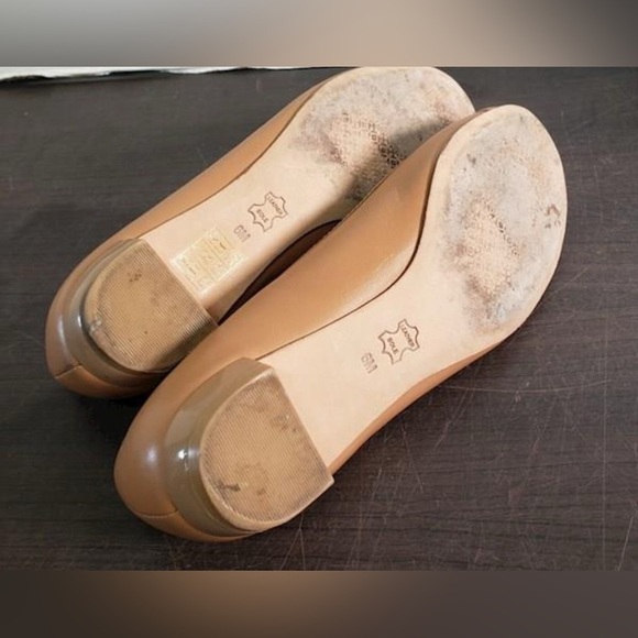 Tory Burch Brown Leather Reva Pebbled Ballet Flats Size 6 M - Picture 3 of 11